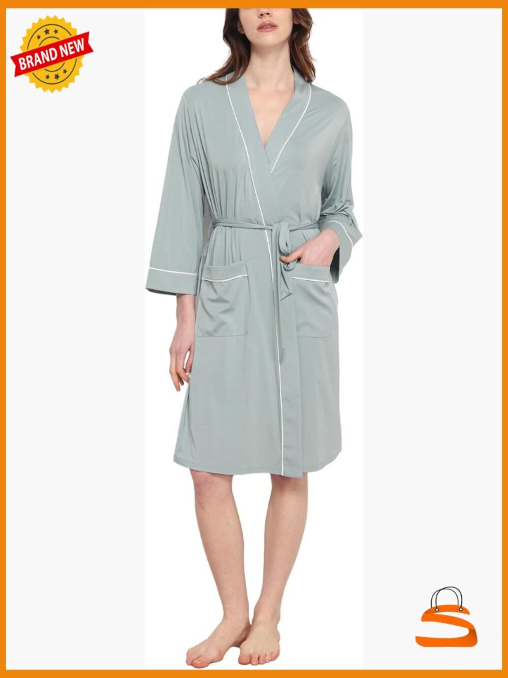 Premium Bamboo Viscose Robe Long Sleeve Soft Kimono Bathrobe